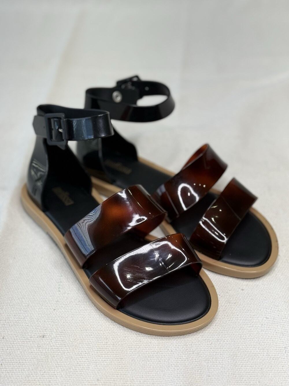 Melissa Model Women's Sandals Black Tortoise Size 5 Swim Pool